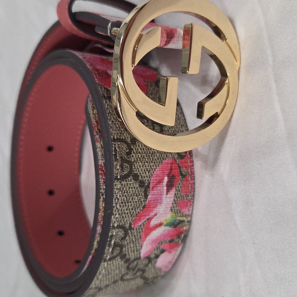 Gucci Blooms Floral Belt Pink Gold GG Buckle - Picture 3 of 16
